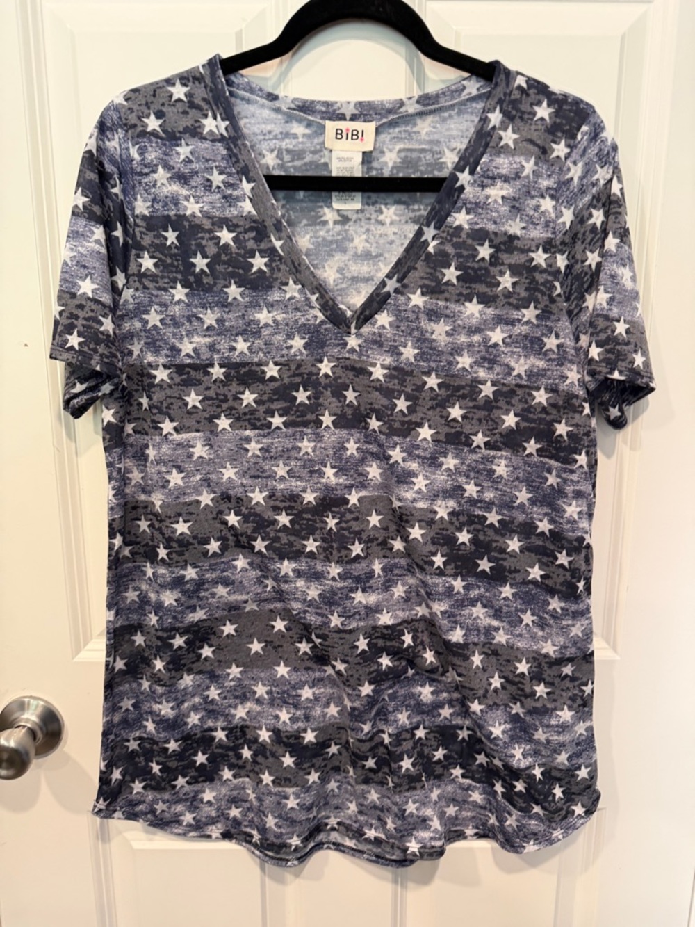 BiBi Navy & White Star V-Neck Tee